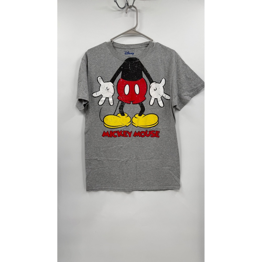 Disney Medium Mickey Mouse T-Shirt‎ Mens Gray Distressed Graphic Tee AB1019
